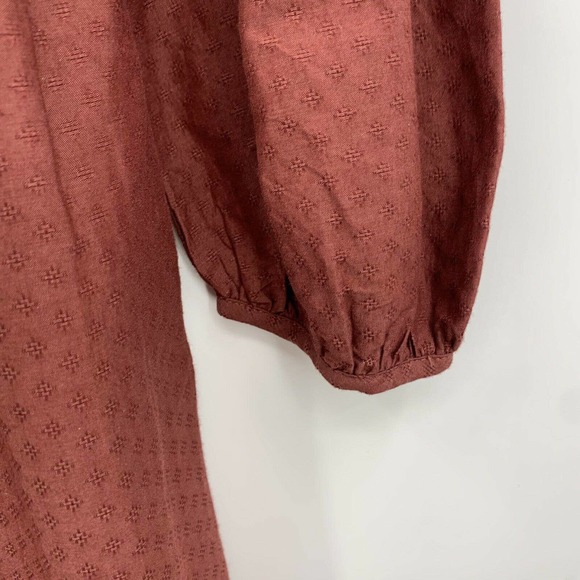 Universal Thread Midi Dress Size S Crew Neck Boho Long Sleeve Ruffle Flowy Pink - Picture 5 of 12